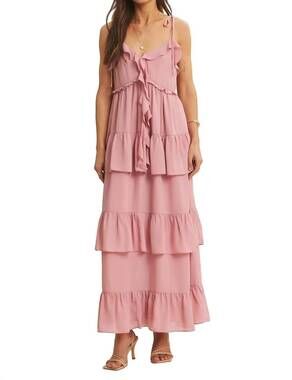 NEW IN FEBRUARY call for romance ruffled wool dobby maxi dress in rose
